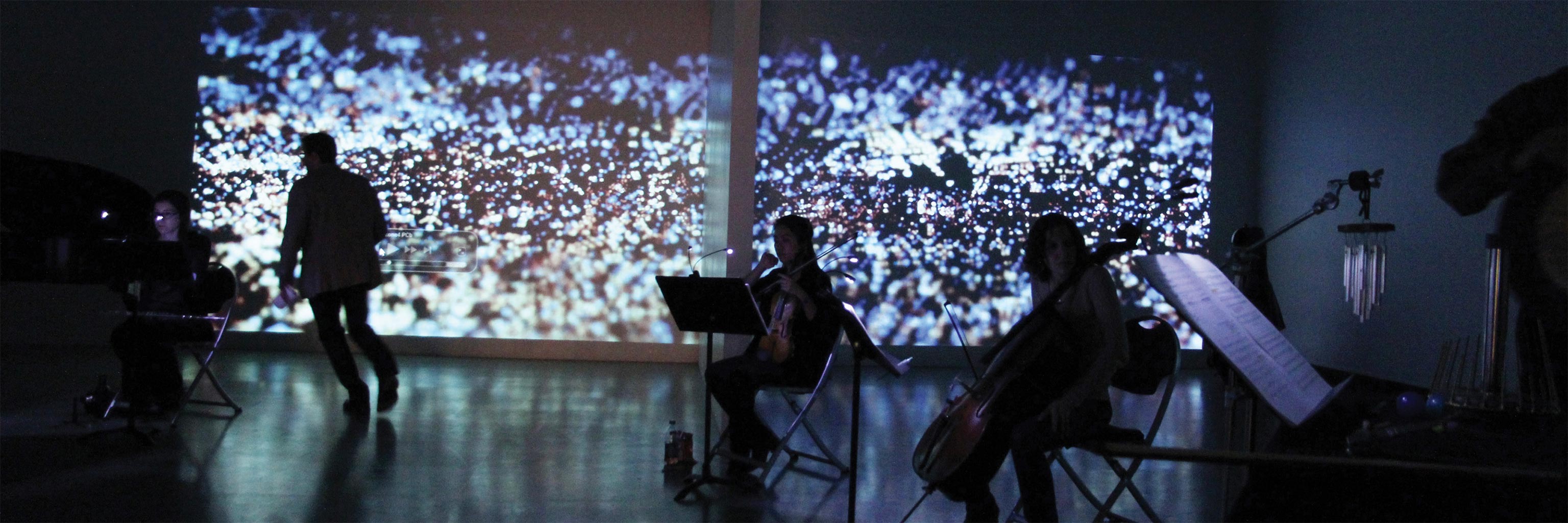 violin performance with screen projection